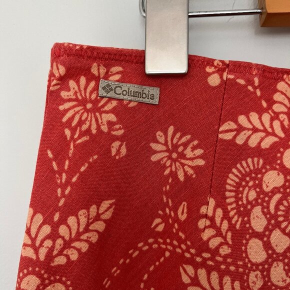Columbia Terracotta Floral Linen Blend Skirt, Size Small - Picture 3 of 7